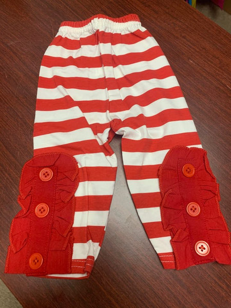 Red Stripe Side Button Pants