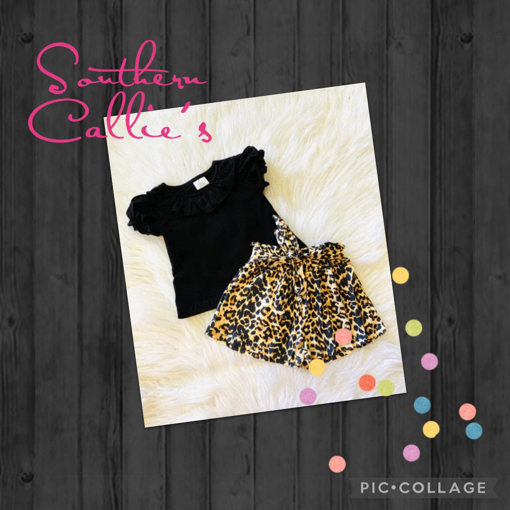 Cheetah Black Short Set