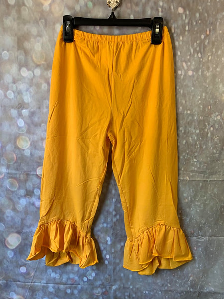 High Low Ruffle Capris Yellow