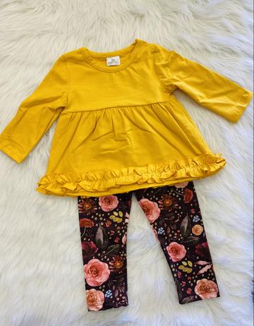 Mustard Floral Pant Set