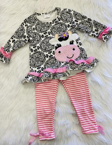 Stripe Cow Pant Set